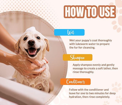 ALFIE'S CHOICE Puppy Shampoo and Conditioner Set | 16 fl oz Each | for Sensitive & Itchy Skin | Puppies, Adults & All Breeds of Dogs
