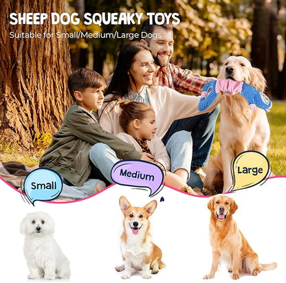 Dog Squeaky Toys, Sheep Crinkle Plush Stuffing Dog Toys for Puppy Teething，Tug of War Dogs Toy to Keep Them Busy for Small, Medium and Large Dogs (Blue)