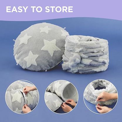 Lesure Cat Tunnel Bed for Indoor Cats - Cute Cat Donut Tunnel Toys for Small Large Cats with Washable Circle Cushion, Round Pet Peekaboo Cave Toy for Kitten/Puppy/Rabbit, Standard Galaxy Grey