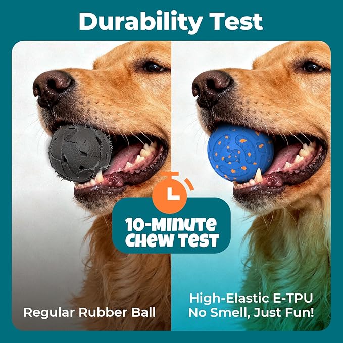 Smart Interactive Dog Toy Ball – Automatic Moving, Bouncing & Rolling, 3 Modes, Chew-Proof E-TPU Shell, Waterproof, Rechargeable,Dog Ball for Medium and Large Dogs,Blue