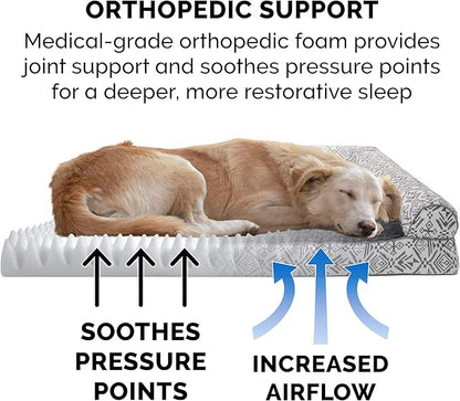 FurHaven Soft, Orthopedic Foam Sofa Dog Bed with Washable & Removable Cover - Plush/Woven - Boulder Gray, Dogs Up to 35 lbs - Medium
