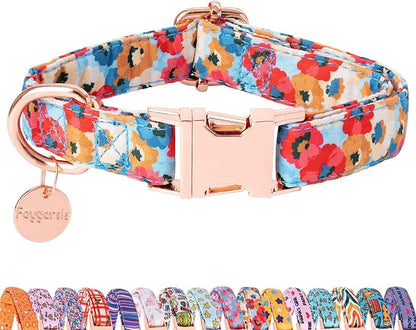 Faygarsle Colorful Pattern Dog Collar for Small Medium Large Dogs Cute Puppy Collars for Female Dogs Floral Dog Collars for Summer Spring Wedding Necklace Girl Dog Collar M