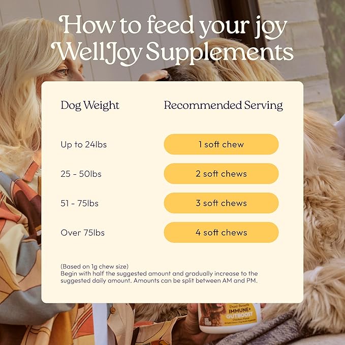 New! WellJoy Dog Supplement Immune+ GutBoost | Dog Health Supplement | Enhances Immune Response | Dual-Benefit GutBoost Formulation | Vet Formulated | Made in USA | Chicken Flavor | 90 Soft Chews