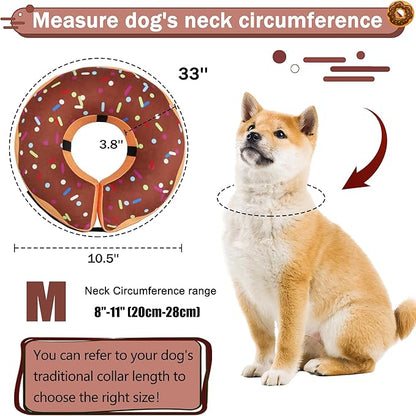 Recovery Donut Collar for Dogs & Cat,Inflatable Dog Cone Collar Alternative After Surgery,Soft Dog Cone for Large Medium Small Pet, Adjustable Pet Neck Donut(Brown,Medium)