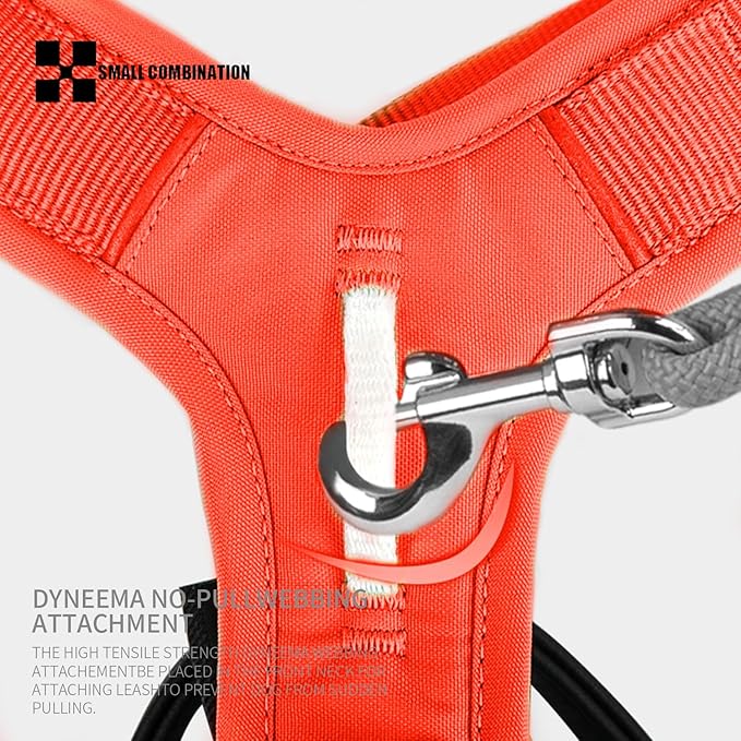 Adjustable Dog Harness with Handle, Padded Comfort,Small, Medium and Large Dogs (Orange, XL)