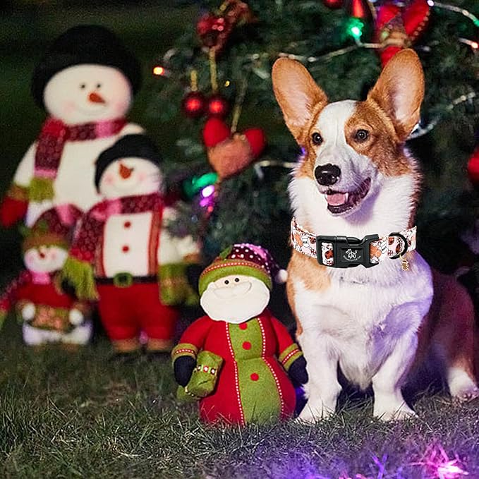 Elegant little tail Christmas Dog Collar, Pet Collar Cotton Soft Gingerbread Man Winter Dog Collars Holiday with Quick Release Buckle Pet Puppy Collar for Medium Dogs