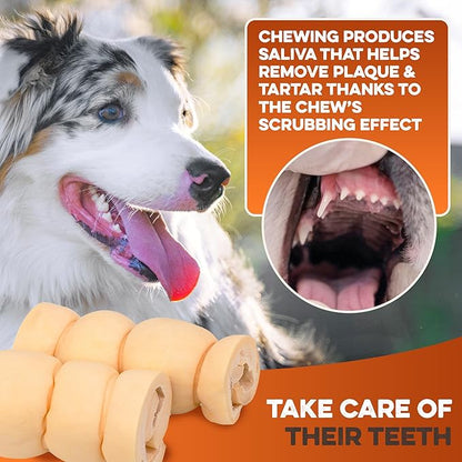 Premium Beef Cheek Rolls for Dogs 5-7" - (3-Pack) Long Lasting, Safe & Natural Rawhide Alternative Chews, Ideal for Large Dogs & Aggressive Chewers, Supports Dental Health & Digestion