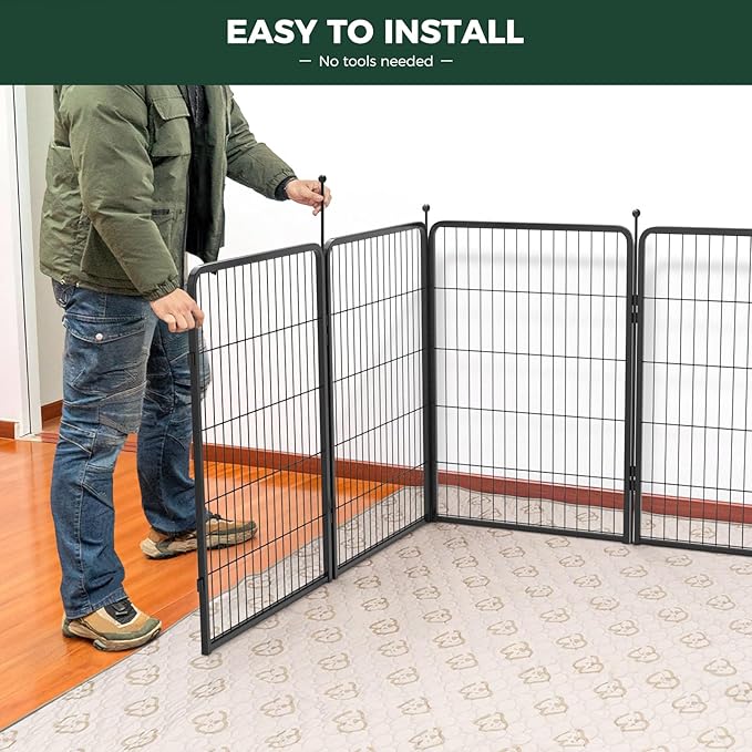 FXW Rollick Unleashed Dog Playpen for Indoor, Yard, RV Camping, 40 inch 8 Panels for Medium and Large Dogs, Black│Patented