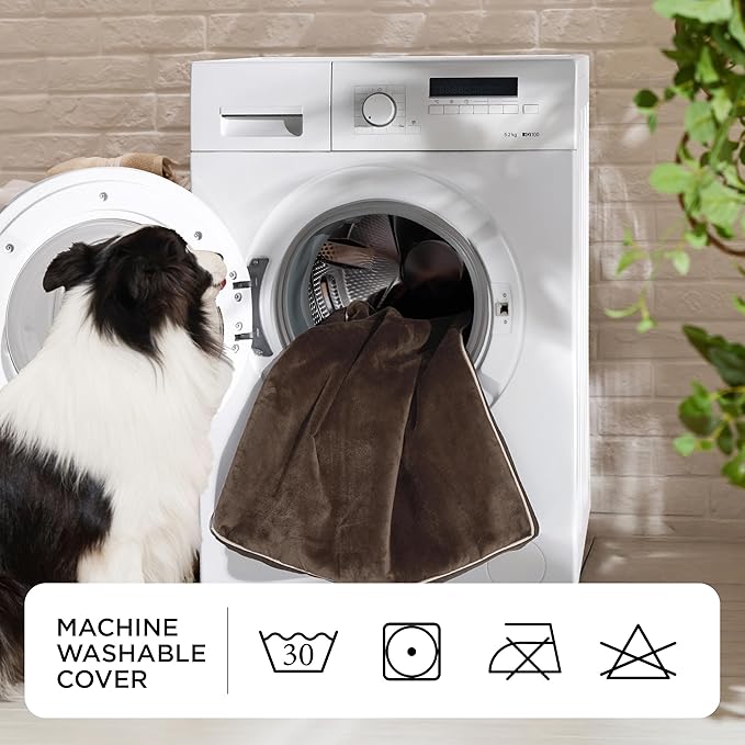 Bedsure Memory Foam Dog Bed Medium Size Dogs- Orthopedic Pet Beds for Crate with Removable Washable Cover and Nonskid Bottom - Plush Flannel Fleece Top Pet Mat, Brown