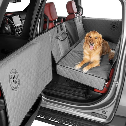 Ruff Liners Medium Back Seat Extender for Dogs, Gray – As Seen on Shark Tank – Hard Bottom Platform for Cars, SUVs & Mid-Size Trucks, 400lb Support, Waterproof – Rigid Back Seat Cover for Dogs