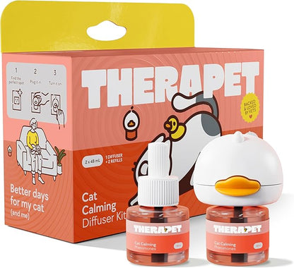 TherapetMD 60-Day Cat Calming Diffuser - Cat Pheromone Diffuser for Stress, Pee Spraying, Cat Fighting, Aggression, Excessive Meowing & Scratching - 60-Day Refill Included - Packaging May Vary
