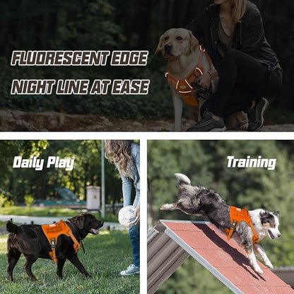 AUROTH Tactical Dog Harness for Large Dogs No Pull Adjustable Pet Harness Reflective K9 Working Training Easy Control Pet Vest Military Service Dog Harnesses Orange L
