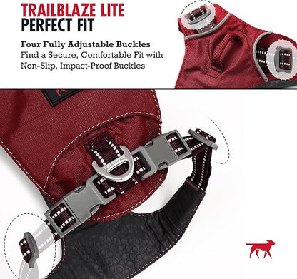 Tuff Pupper All-Day Wear Dog Harness | for Walking, Trail Running, Hiking | Front & Back Leash Clips | Reflective Trim | Easy On/Off Buckles | Lightweight Breathable | No Pull Design (XS, Red)