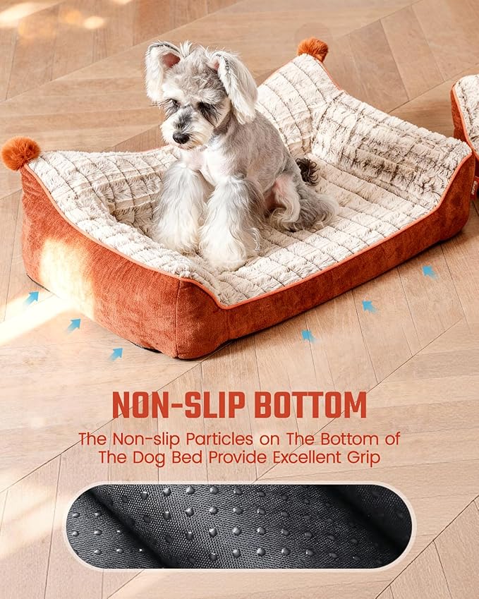 Pawccoli Orthopedic Dog Bed for Large Sized Dogs, Waterproof Supportive Egg Crate Foam Medium Dog Couch, Pet Bed with with Removable Bolsters, Washable Cover Non-Slip Bottom, (36''×26''×7.5'')