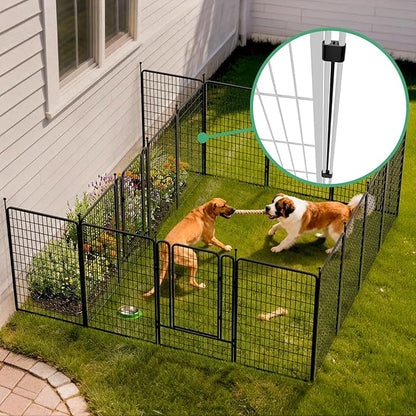 FXW Rollick Unleashed Dog Playpen for Indoor, Yard, RV Camping, 50 inch 16 Panels Dog Pen with Connectors (Pack of 2) for Large Dogs, Black│Patented