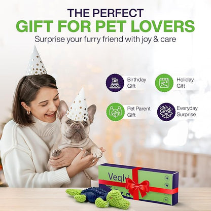 Dog Chew Toys for Small and Medium Breeds, Squeaky Dog Toys Plush, Interactive Dog Toys to Keep Them Busy, Alligator Dog Puzzle Toy, Dogs Dental Chew, Beef Flavored Chew Toy, Dogs Birthday Toy- Green
