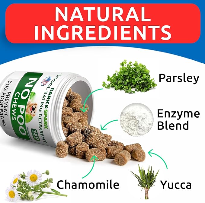 No Poo Chews for Dogs - Stool & Coprophagia Deterrent w/Probiotics, Digestive Enzymes & Breath Aid Support - Stop Dog Poop Eating - Made in USA (180Ct)