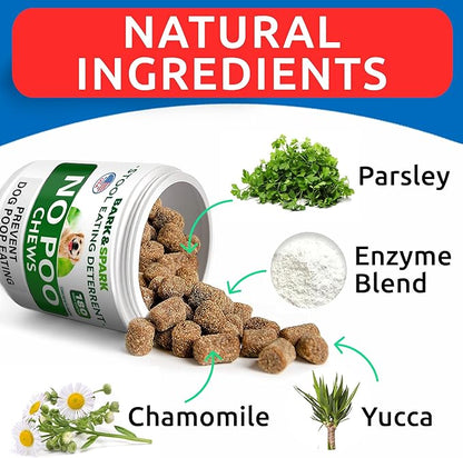 No Poo Chews for Dogs - Stool & Coprophagia Deterrent w/Probiotics, Digestive Enzymes & Breath Aid Support - Stop Dog Poop Eating - Made in USA (180Ct)