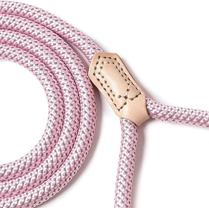 Mile High Life Rope Leash with Genuine Leather Grip and Connection, 6 FT/5 FT/4 FT, Heavy Duty Leash for Small Medium & Large Dogs(Pink,72 Inch)