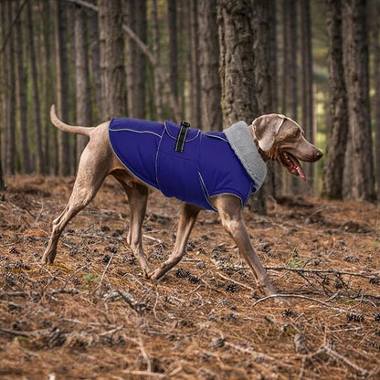 Lelepet Warm Dog Winter Coat Waterproof Dog Jacket with Adjustable Buckle & Leash Hole Reflective Pet Fleece Snowsuit Turtleneck Windproof Cold Weather Coats, Blue, S