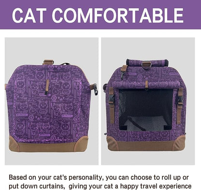 Petseek Extra Large Cat Carrier Soft Sided, Portable Small Dog Carrier for 2 Cats, 24"x16.5"x16" Car Travel Folding Comfortable Design, Purple