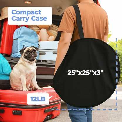 EighteenTek® XLarge Popup Portable Dog Houses 5.3'x4'H Assembly-Free Gazebo-Style Dog Cot Cat Playpen Screen Pet Tent Sun Shade Shelter Dog Bed with Canopy for Outdoor, Anti-Bugs with Leakproof Bottom