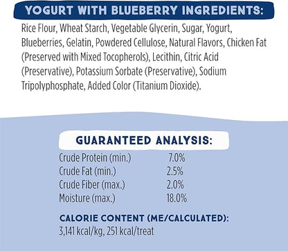 Ultra Chewy Yogurt with Blueberry Double Treat Bones: Long-Lasting Dog Treats Made in USA for Large and Small Breeds, Highly Digestible (12 Count)
