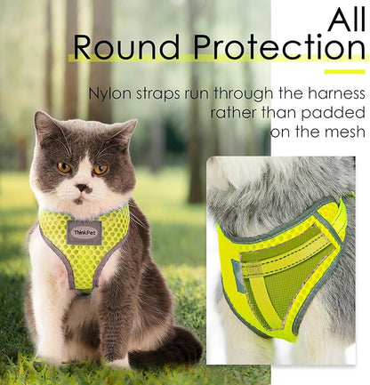 ThinkPet Reflective Breathable Soft Air Mesh No Pull Puppy Choke Free Over Head Vest Harness for Puppy Small Medium Dogs and Cats Green X-Small