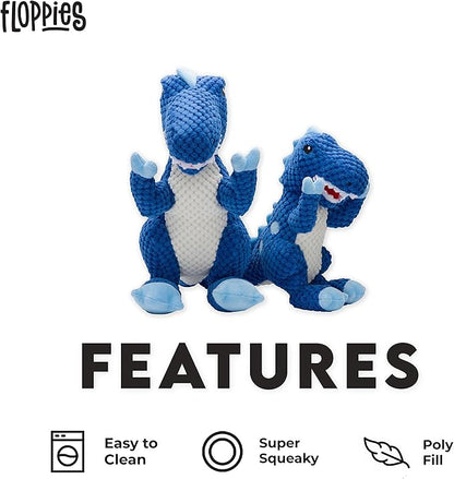 fabdog Floppies Plush Dog Toy - Cute & Durable Squeaky Dog Toys - Best Squeak Toy for Puppies and All Breeds | Ideal Pet Gift| Large T-Rex