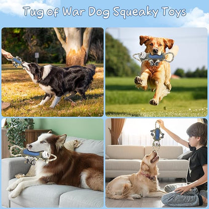 BUYPOW Funny Plush Dog Chew Toys, Squeaky Dog Toys, Interactive Tug of War Puppy Toys, Stuffed Dog Toys for Small, Medium and Large Dogs - Monkey