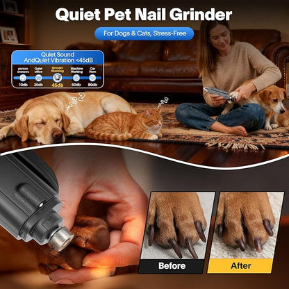 2-in-1 Cat Nail Clippers & Dog Nail Clippers Trimmers for Large Medium Small Dogs Cats Claw Trimmer Quick Sensor and Safety Guard USB Rechargeable with 2 LED Lights Dogs Nail Trimmer