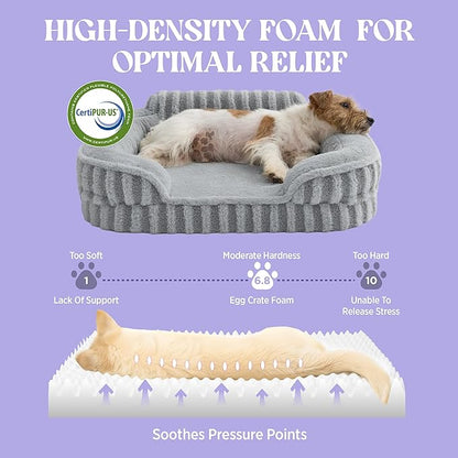 LE SURE Cute XL Dog Beds, Orthopedic Waterproof Dog Bed for Extra Large Dogs, High Back Non-Slip Bottom and Egg-Crate Foam Big Pet Couch Sofa with Washable Removable Cover, Grey