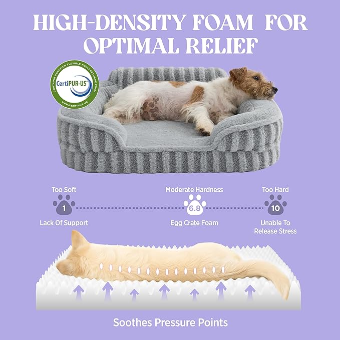 LE SURE Cute Dog Beds Large Sized Dog, Orthopedic Waterproof Large Pet Bed with Sides, High Back Non-Slip Bottom and Egg-Crate Foam Pet Couch Sofa with Washable Removable Cover, Grey