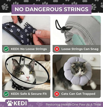 Cat Cone Collar for After Surgery to Stop Licking, Escape-Proof Recovery, Elizabethan E Collar for Cats, Comfortable Cone for Cats (Black, Medium)