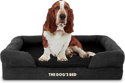 The Dog’s Bed, Large Black Faux PL, Memory Foam, Pain Relief: Arthritis, Hip & Elbow Dysplasia, Post Surgery, Lameness, Supportive, Calming, Waterproof Washable Cover, Veterinary Approved