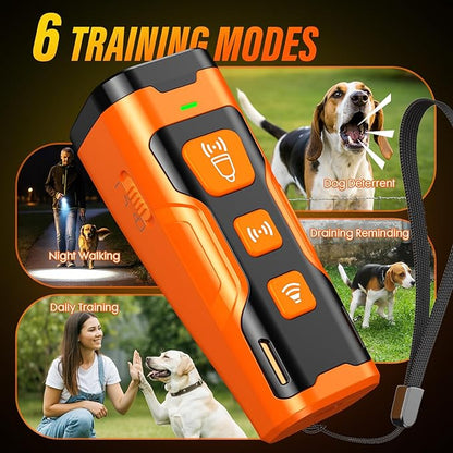 YUYQA Dog Bark Deterrent Device, 3X Ultrasonic Anti Barking, 6 Training Modes 23 FT Range Barks No More Indoors Outdoors Behavior Correct Safe & Humane Rechargeable Compact Bark Control for Dogs