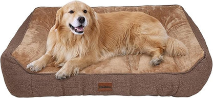 ZAKAPAWS Orthopedic Dog Bed for Extra Large Dogs - Extra Thick Supportive Dog Couch Bed, Pet Beds Sofa with Waterproof Washable Cover & Non-Slip Bottom, Brown, 42x30 Inch