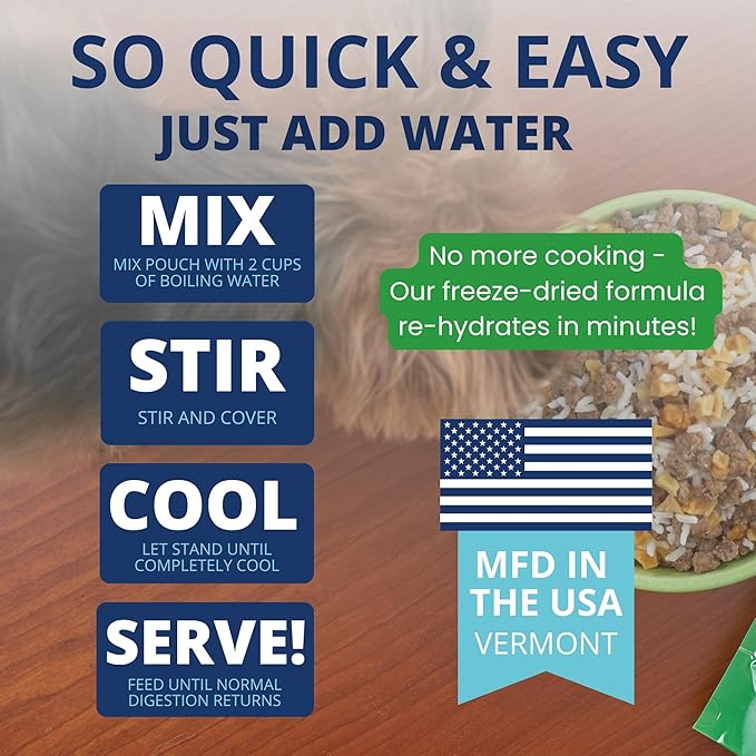 Under the Weather Bland Diet for Dogs | Easy to Digest for Sick Dogs |Always Be Ready| Contains Electrolytes - Natural Freeze Dried 100% Human Grade Meats| 2 Pack- Rice, Hamburger & Sweet Potato - 6oz