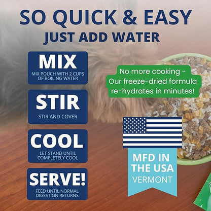 Under The Weather Easy to Digest Bland Diet for Sick Dogs | Contains Electrolytes | Gluten Free, All Natural, Freeze Dried 100% Human Grade Meats | 6 Pack - Hamburger, Rice & Sweet Potato