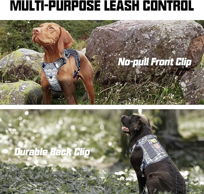 AUROTH Tactical Dog Harness for Large Dogs No Pull Adjustable Pet Harness Reflective K23 Working Training Easy Control Pet Vest Military Service Dog Harnesses