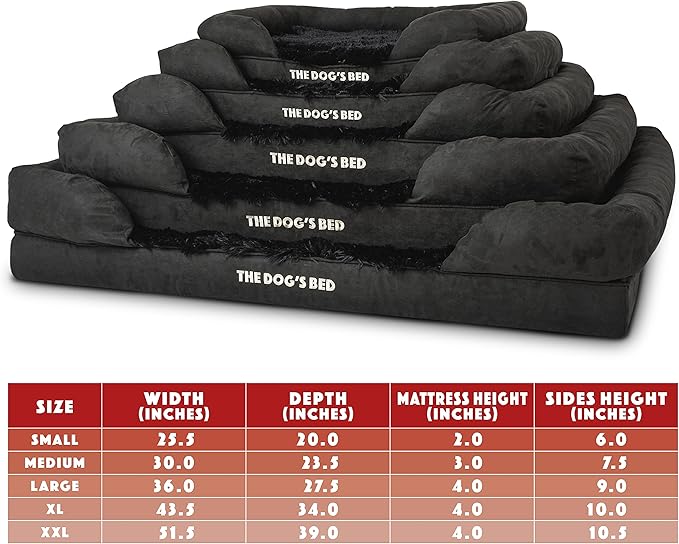 The Dog’s Bed, Medium Black Faux Fur, Memory Foam, Pain Relief: Arthritis, Hip & Elbow Dysplasia, Post Surgery, Lameness, Supportive, Calming, Washable Cover, Veterinary Approved
