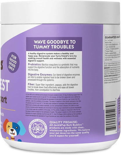 Jack&Pup Probiotic Chews for Dogs - Dog Probiotic Chews Small and Medium - Pro-Digest Bark Buddies (Up to 40 lbs) Puppy Probiotic Dog Chews, Pet Probiotics for Dogs - Probiotics for Puppies (60ct)