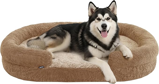 Miorun Bolster Dog Bed, Extra Thick 4.7 Inch Large Orthopedic Dog Bed with Memory Foam, Pet Couch Bed with Supportive Structure, Removable Washable Cover, Durable and Stylish Dog Bed for Large Dogs