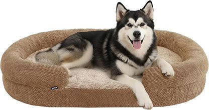 Miorun Bolster Dog Bed, Extra Thick 4.7 Inch Large Orthopedic Dog Bed with Memory Foam, Pet Couch Bed with Supportive Structure, Removable Washable Cover, Durable and Stylish Dog Bed for Large Dogs