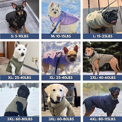 Spark Paws Dog Winter Jacket, Water-Resistant Coat, Warm Reflective Windproof Fleece-Interior, for Medium and Large Dogs - Lilac - S
