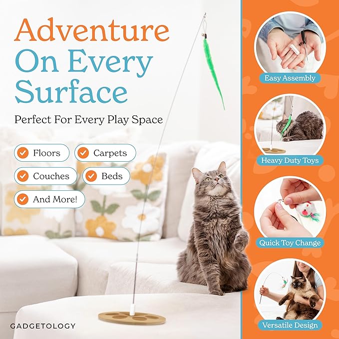 GADGETSOLOGY 9pcs Interactive Cat Toys for Indoor Cats Suction Cup Cat Toys for Indoor Cats Bird Hunting Slefplay Simulation for Kitten Flying Bird Toy Feather Wand Attachments