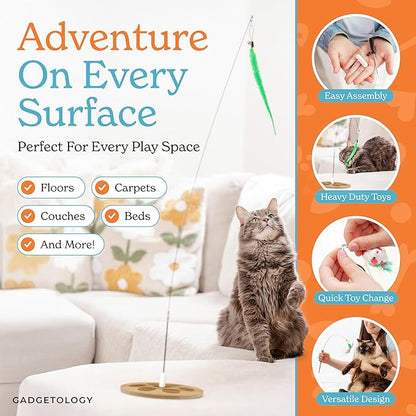 GADGETSOLOGY 9pcs Interactive Cat Toys for Indoor Cats Suction Cup Cat Toys for Indoor Cats Bird Hunting Slefplay Simulation for Kitten Flying Bird Toy Feather Wand Attachments