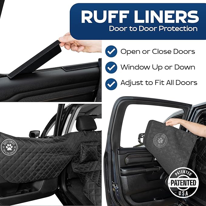 Ruff Liners Large Dog Seat Cover, Black – As Seen on Shark Tank – Back Seat Protector for Full-Size Trucks – Waterproof, Machine-Washable, Touch Fasteners, & Belt Slots – Heavy-Duty Dog Hammock
