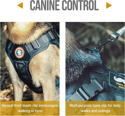 OneTigris Tactical Dog Harness Vest with Handle,Dog Harness for Large Dogs,No-Pull Service Dog Vest with Hook & Loop Panels,Adjustable Dog Vest Harness for Walking Hiking Training(Black,X-Large)
