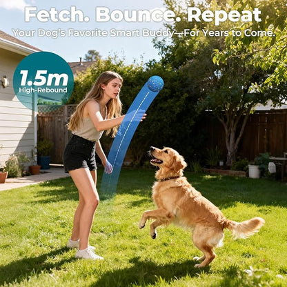 Smart Interactive Dog Toy Ball – Automatic Moving, Bouncing & Rolling, 3 Modes, Chew-Proof E-TPU Shell, Waterproof, Rechargeable,Dog Ball for Medium and Large Dogs,Blue